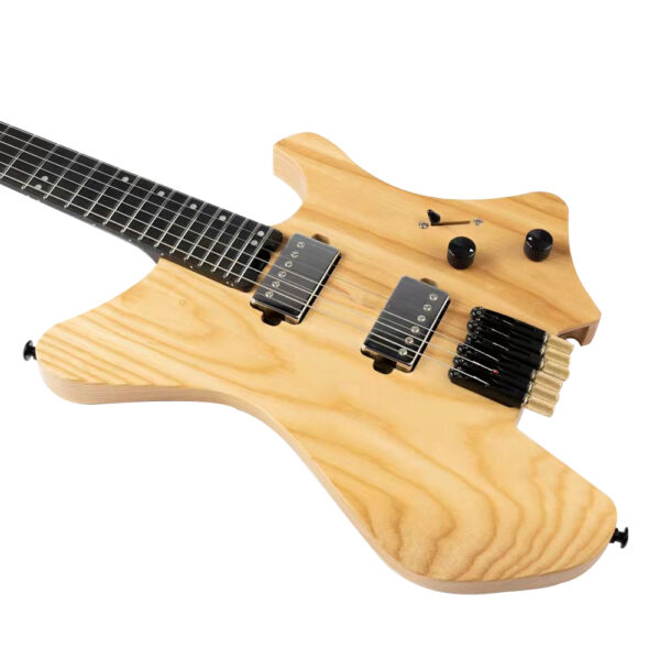 Eart Guitars, GW2-Pro, Roasted Ash Body Headless 3-Way Switch,1 Tone,1 Volume Electric Guitar, Natural