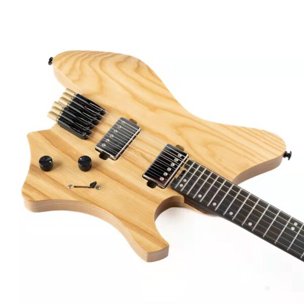 Eart Guitars, GW2-Pro, Roasted Ash Body Headless 3-Way Switch,1 Tone,1 Volume Electric Guitar, Natural