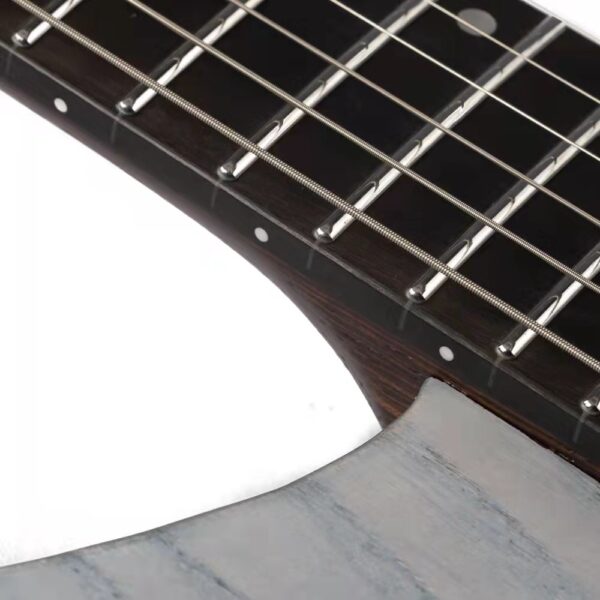 Eart Guitars, GW2-Pro, Roasted Ash Body Wenge Neck Headless Electric Guitar, Trans White